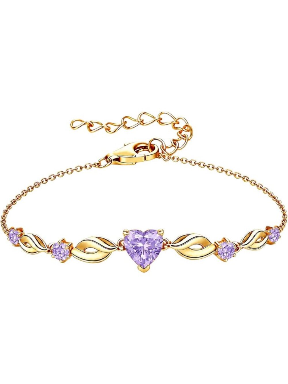 18K Gold Infinity Heart Birthstone Bracelet - Perfect Birthday Gift for Her
